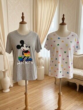 Disney Rainbow Mickey T-Shirt Bundle – Size Medium